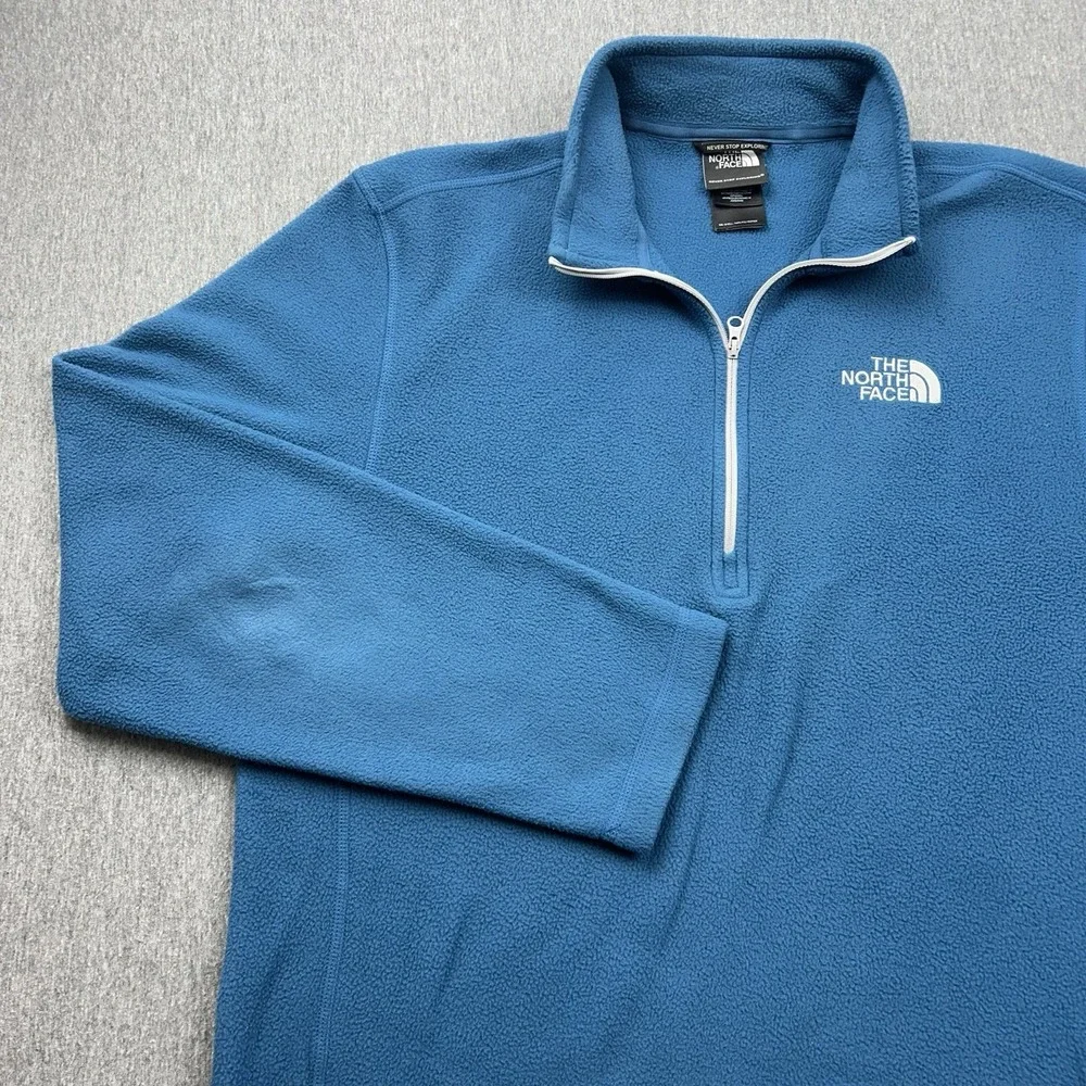 The North Face 1/4 Zip Pullover Men's Medium Fleece‎ Blue Lightweight